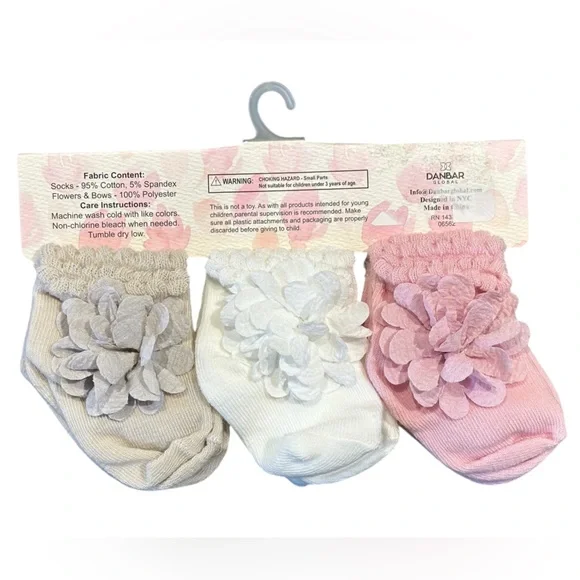 Ava Olivia NWT 6 pk Baby Girl Flower Bow Socks Booties - Picture 2 of 2
